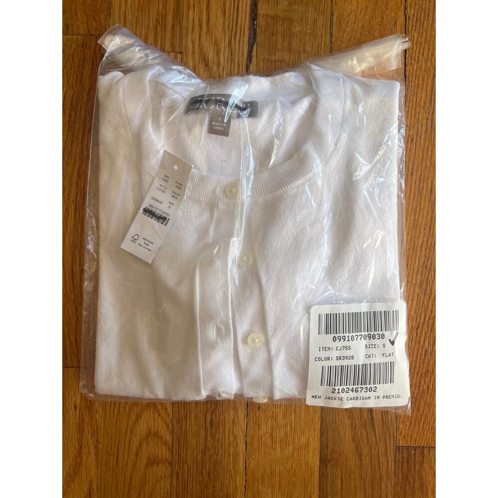 J. Crew Jackie cardigan in premium ultra-fine cotton blend in White NWT Small - Picture 7 of 7